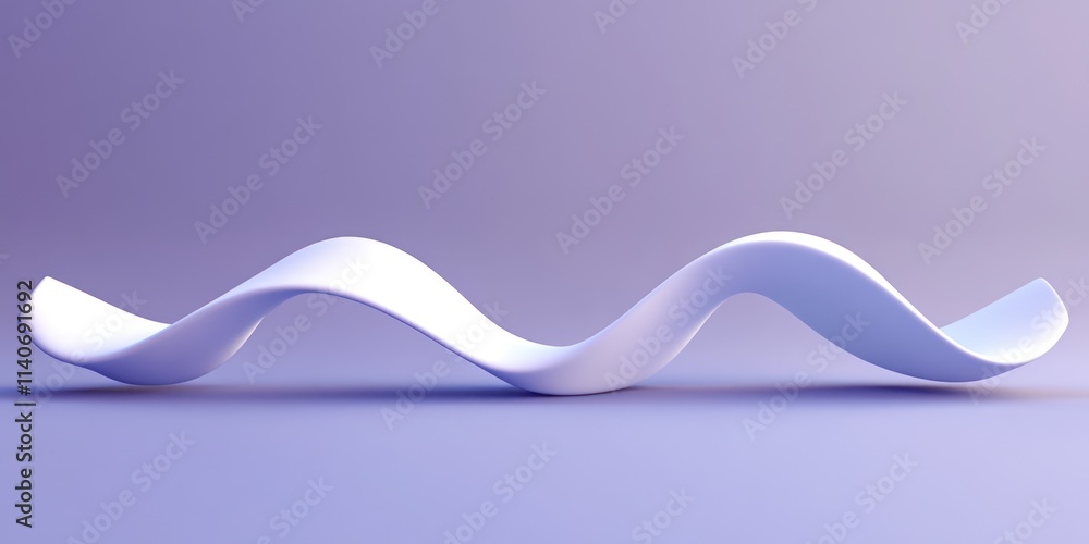Wavy white ribbon-like abstract on a light purple gradient background. Wavy white ribbon-like abstract on a light purple gradient background.