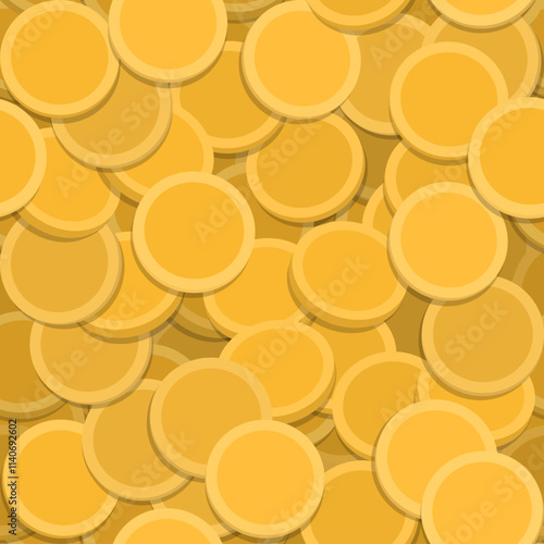 Many golden coins seamless pattern background