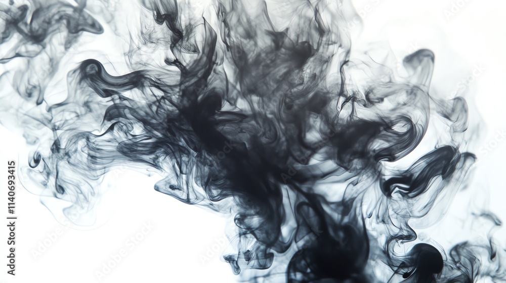 Abstract black ink smoke swirling on a white background. Abstract black ink smoke swirling on a white background.