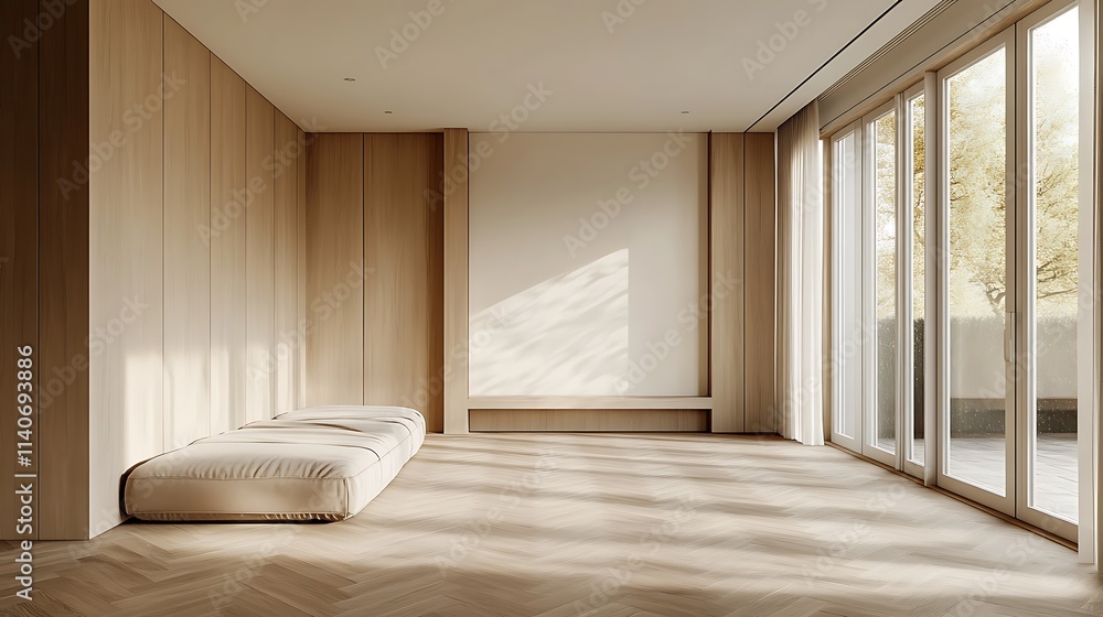 Minimalist interior design of a modern bedroom Minimalist interior design of a modern bedroom