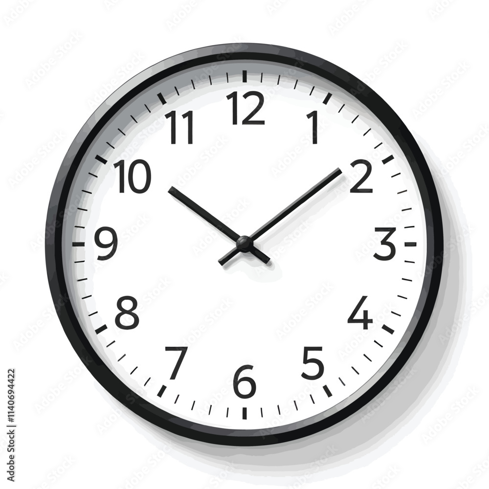 Simple and classic round analog wall clock vector isolated on white background Simple and classic round analog wall clock vector isolated on white background