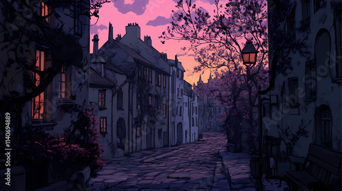 Mysterious ashen hues at twilight's gentle hour. ashen. illustration. Ashen. Illustration