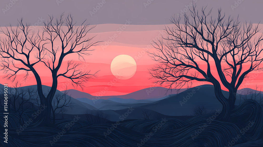 Mysterious ashen twilight landscape with ribbed texture hues. ashen. illustration. Ashen. Illustration Mysterious ashen twilight landscape with ribbed texture hues. ashen. illustration. Ashen. Illustration