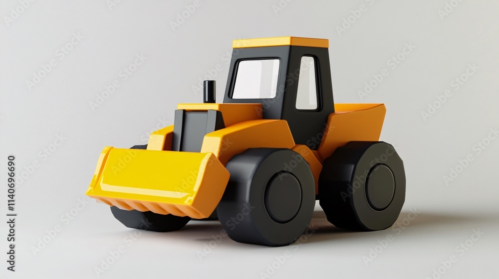 Yellow and Black Cartoon Bulldozer D Render Construction Vehicle Yellow and Black Cartoon Bulldozer D Render Construction Vehicle