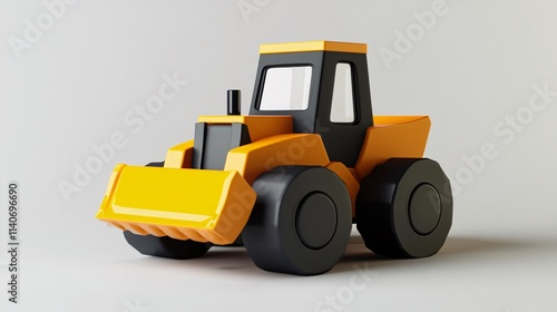 Yellow and Black Cartoon Bulldozer   D Render  Construction Vehicle photo