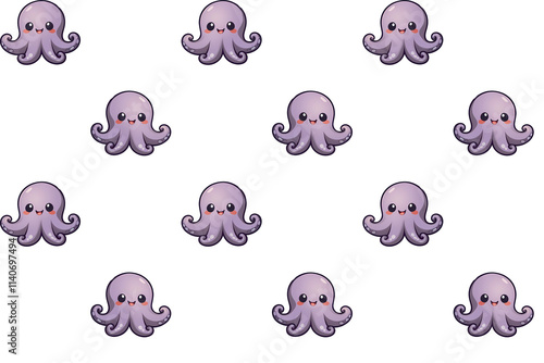 Whimsical Cartoon Octopus Pattern – Fun and Vibrant Design on Dark Background for Fabrics, Packaging, and Creative Ocean-Themed Projects photo