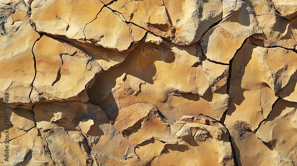 Close-up view of weathered cracked rock surface with earthy tones. Close-up view of weathered cracked rock surface with earthy tones.