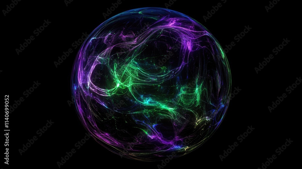 A translucent 3D globe showing a pulsating global network, detailed data streams flowing across, abstract, neon purple and green tones, digital artistry A translucent 3D globe showing a pulsating global network, detailed data streams flowing across, abstract, neon purple and green tones, digital artistry