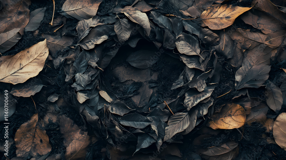 Ashen wreath a still life of burned leaves. Ashen. Illustration Ashen wreath a still life of burned leaves. Ashen. Illustration