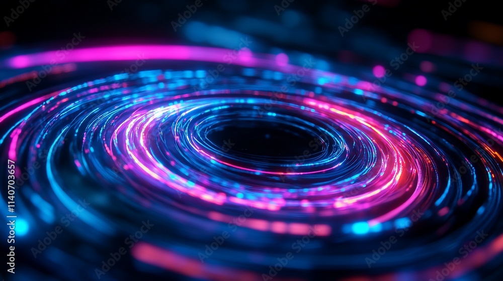 Abstract swirling neon light circles. Abstract swirling neon light circles.