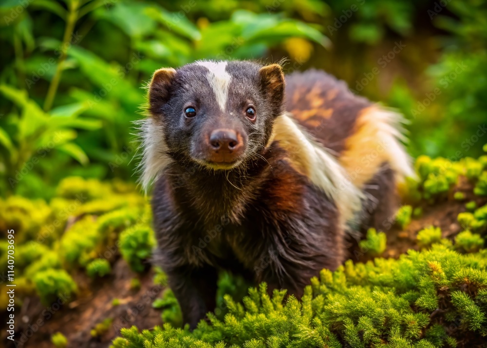 Obraz premium Stunning Drone Photography: Brown Skunk in Wild Habitat - Aerial View, Wildlife, Nature