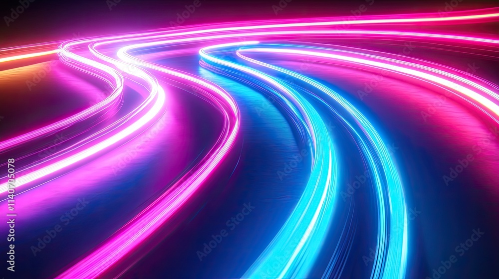 Dynamic neon wave with vibrant pink and blue glow, smooth curves, motion trail effect, ultra high-resolution, 8K wallpaper Dynamic neon wave with vibrant pink and blue glow, smooth curves, motion trail effect, ultra high-resolution, 8K wallpaper
