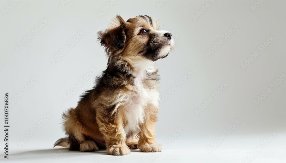 a small curious puppy on a white background a small curious puppy on a white background