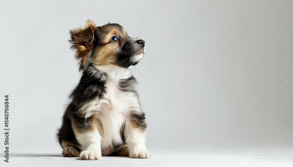 a small curious puppy on a white background a small curious puppy on a white background