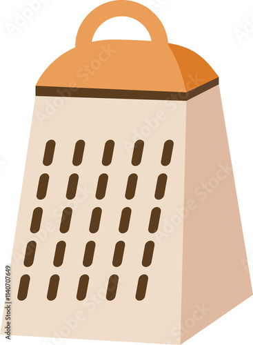 Box grater kitchen utensil for cheese and vegetable grating vector illustration isolated on white background