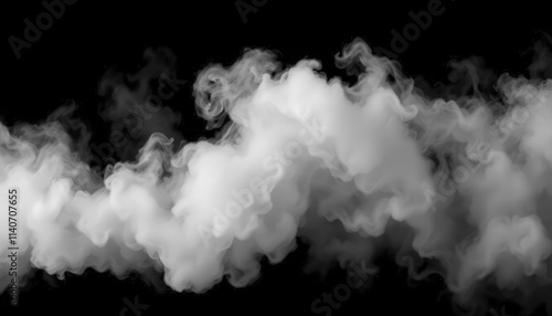 Abstract Smoke fog on black Background white cloudiness, mist or smog moves on black background withb beautiful swirling gray smoke (1) photo