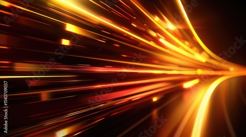 Accelerate Background: Light and Stripes Moving Fast in Dark Abstract Illustration of Speed
