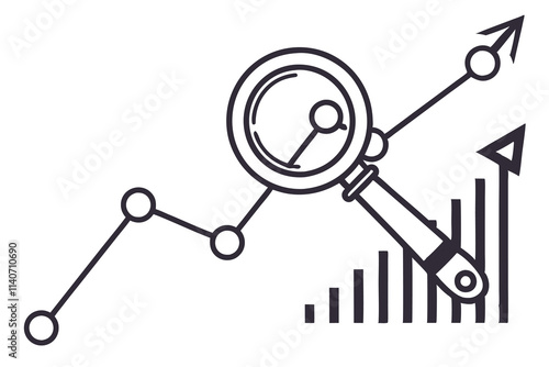 audit and data analysis icon like thin line assesment. linear trend graphic stroke design lineart logotype web element isolated on white. concept of key performance indicator or business visualization