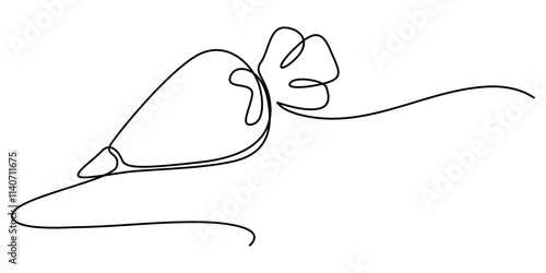 Pastry bag with cream one line art, Continuous one line drawing of pastry bag. Vector illustration, Recipe continuous line drawing, pro vector simple design.