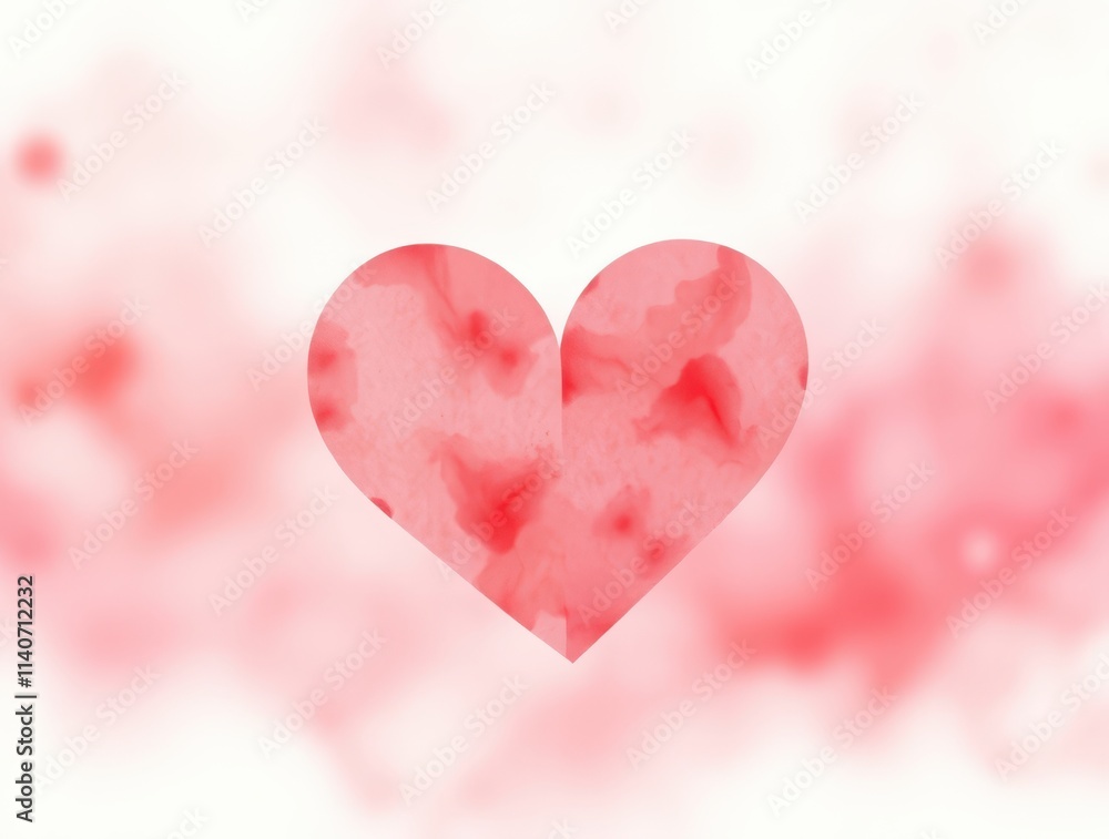 Fototapeta premium Heartfelt Watercolor: A delicate watercolor heart, painted with soft, romantic hues, evokes feelings of love, tenderness, and affection. Perfect for Valentine's Day, wedding invitations.