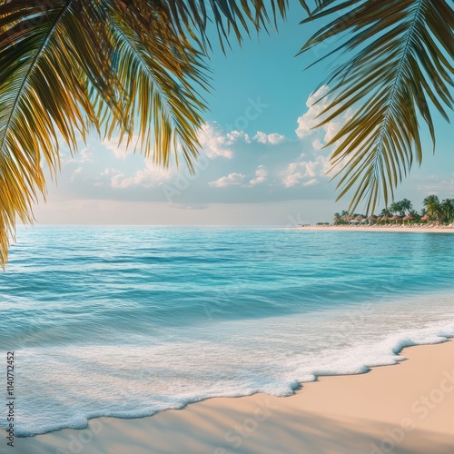 Summer Resort Beach Sea Relax Travel Vacation Palm Tropic Copy Space Banner Background Hotel 