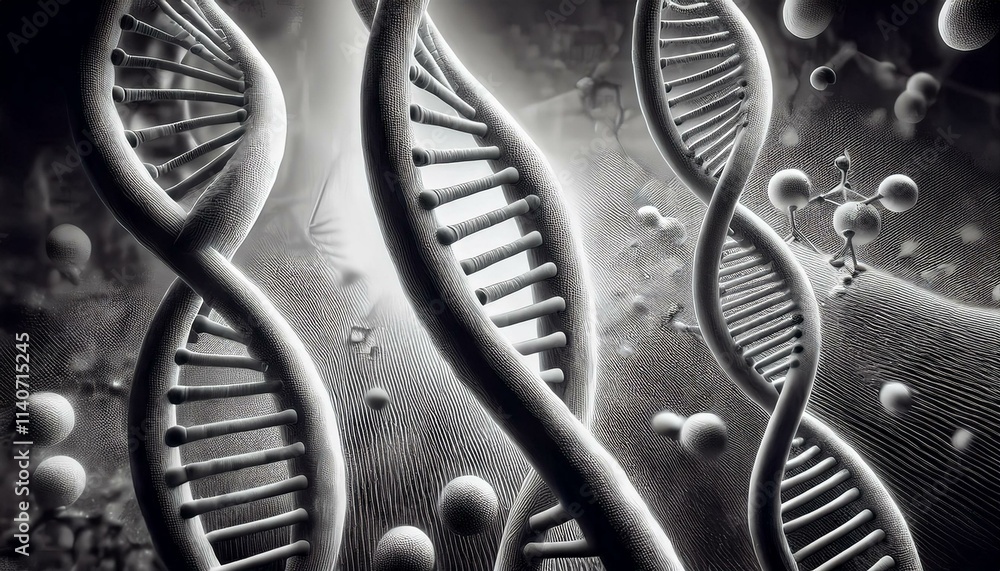 Fototapeta premium dna molecules on abstract technology background , concept of bio-chemistry and genetic