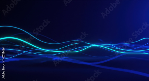 Wallpaper Mural Dark blue abstract background with ultraviolet neon glow, blurry light lines, waves Torontodigital.ca