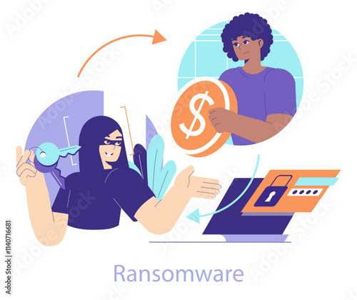 Cybercrime. Flat Vector Illustration