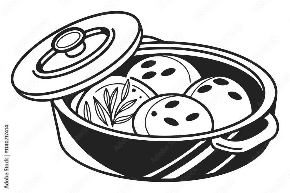 Baked potato pudding icon black outline style minimal Black Color and White Background Baked potato pudding icon black outline style minimal Black Color and White Background