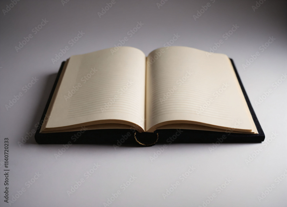 Fototapeta premium isolated open notebook with blank pages on a white background