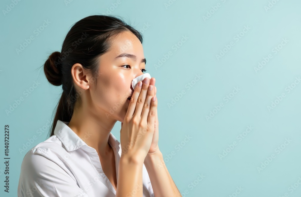 sick woman with headache holding cup of hot tea sick woman with headache holding cup of hot tea