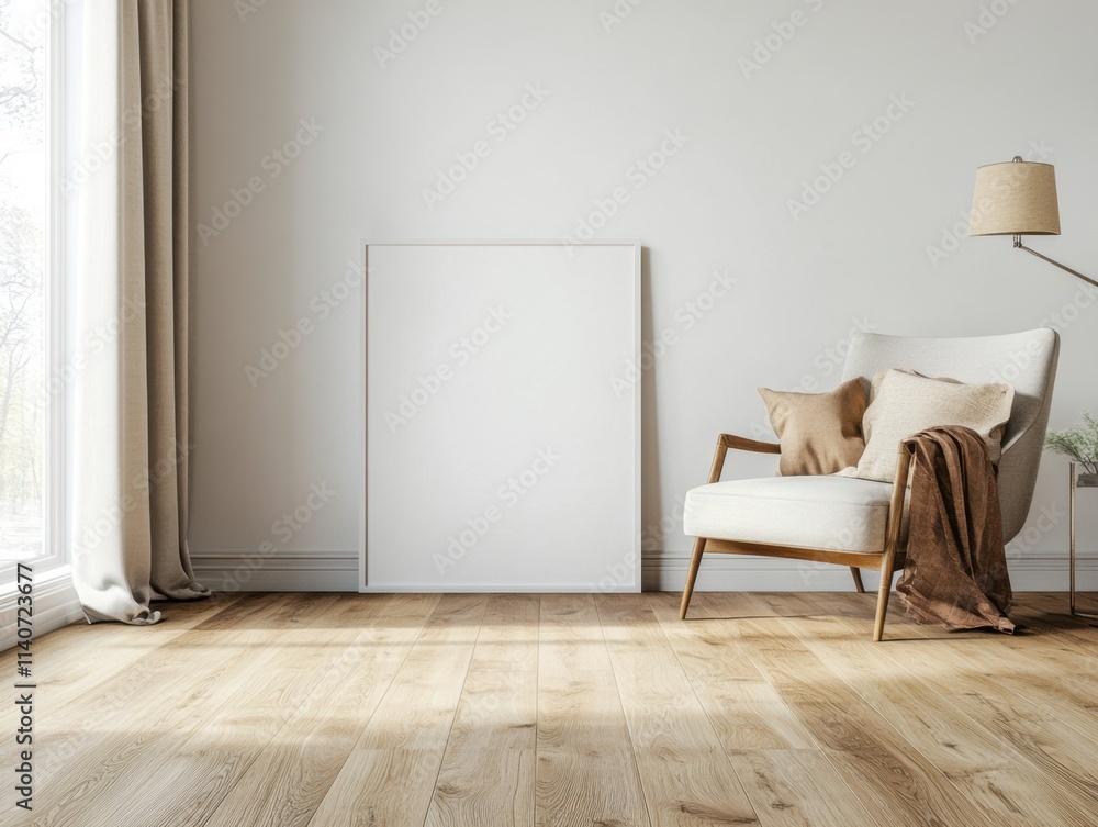 Fototapeta premium A white chair is in a room with a white wall