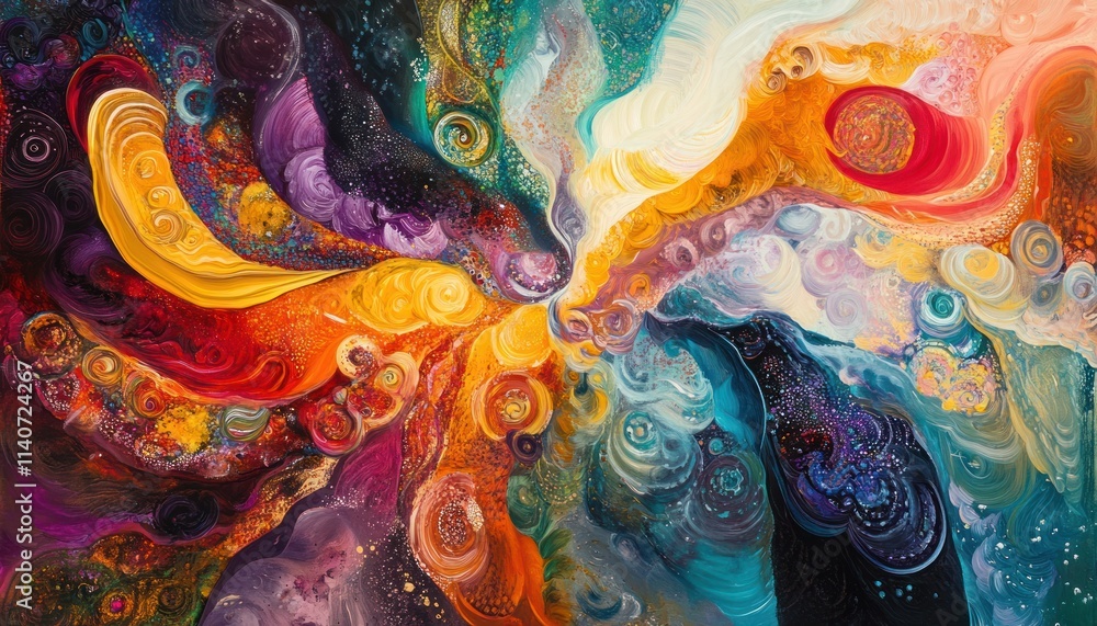 Fototapeta premium Abstract Art with Swirling Colors and Circular Patterns