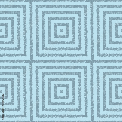 Scribble maze upholstery seamless pattern in blue