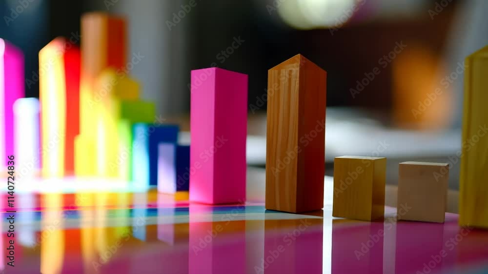 Brightly colored wooden blocks of various shapes stand in towers on a table, promoting tactile learning and creativity during playtime. Brightly colored wooden blocks of various shapes stand in towers on a table, promoting tactile learning and creativity during playtime.