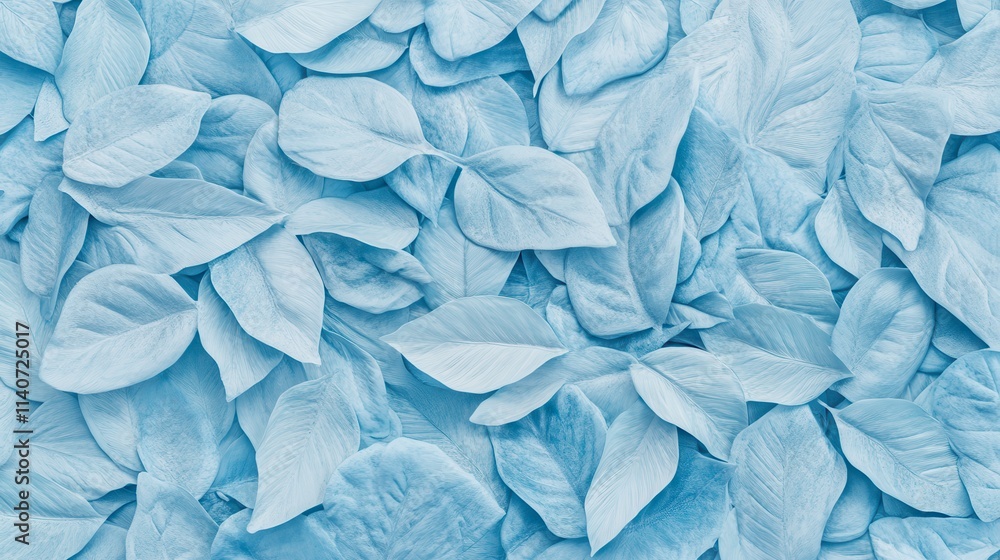 Fototapeta premium Stunning Light Blue Leaf Background, Delicate Pastel Blue Tones, and Intricate Leaf Texture Design
