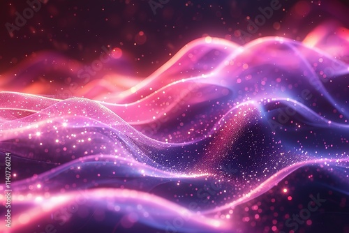 A purple and pink wave with a lot of sparkles