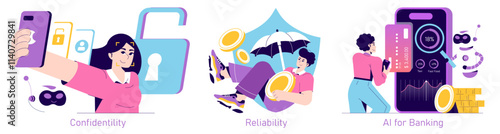 Banking Sector. Flat Vector Illustration
