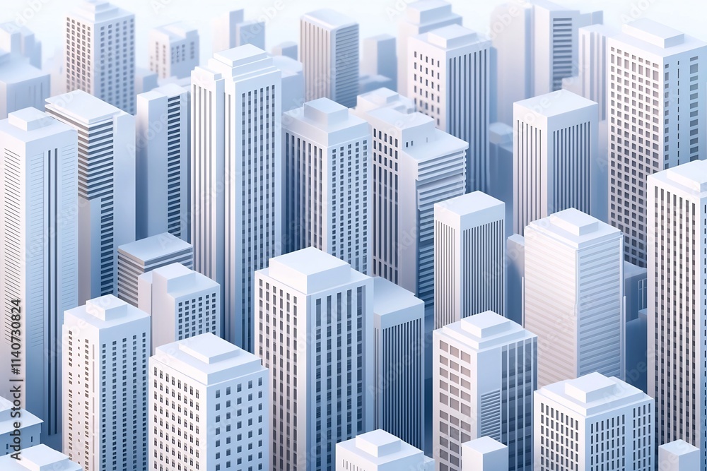 Towering Minimalist Cityscape with Angular Modern Skyscrapers and Monochromatic Architectural Facades Towering Minimalist Cityscape with Angular Modern Skyscrapers and Monochromatic Architectural Facades