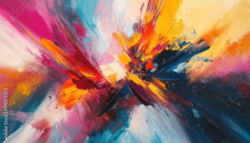 Abstract Oil Painting with Vibrant Colors and Bold Strokes photo