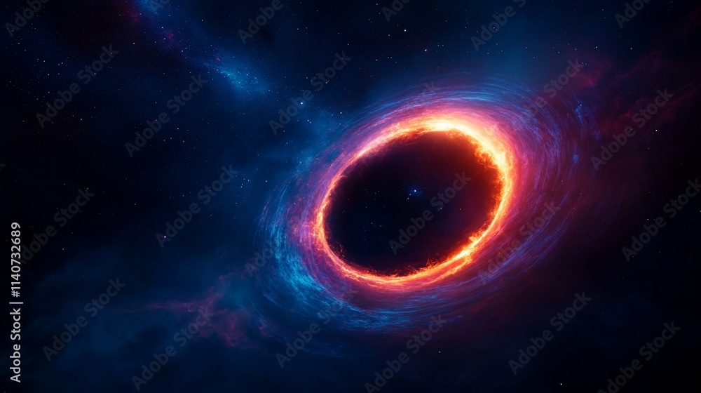 Fiery cosmic ring swirling in dark space, nebula. Fiery cosmic ring swirling in dark space, nebula.
