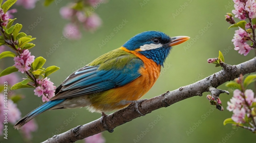 A close-up view of a bird perched on a branch, showcasing its vibrant plumage as it returns to its habitat. A close-up view of a bird perched on a branch, showcasing its vibrant plumage as it returns to its habitat.