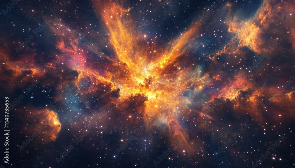 Fototapeta premium A Cosmic Nebula with Glowing Gas and Distant Stars