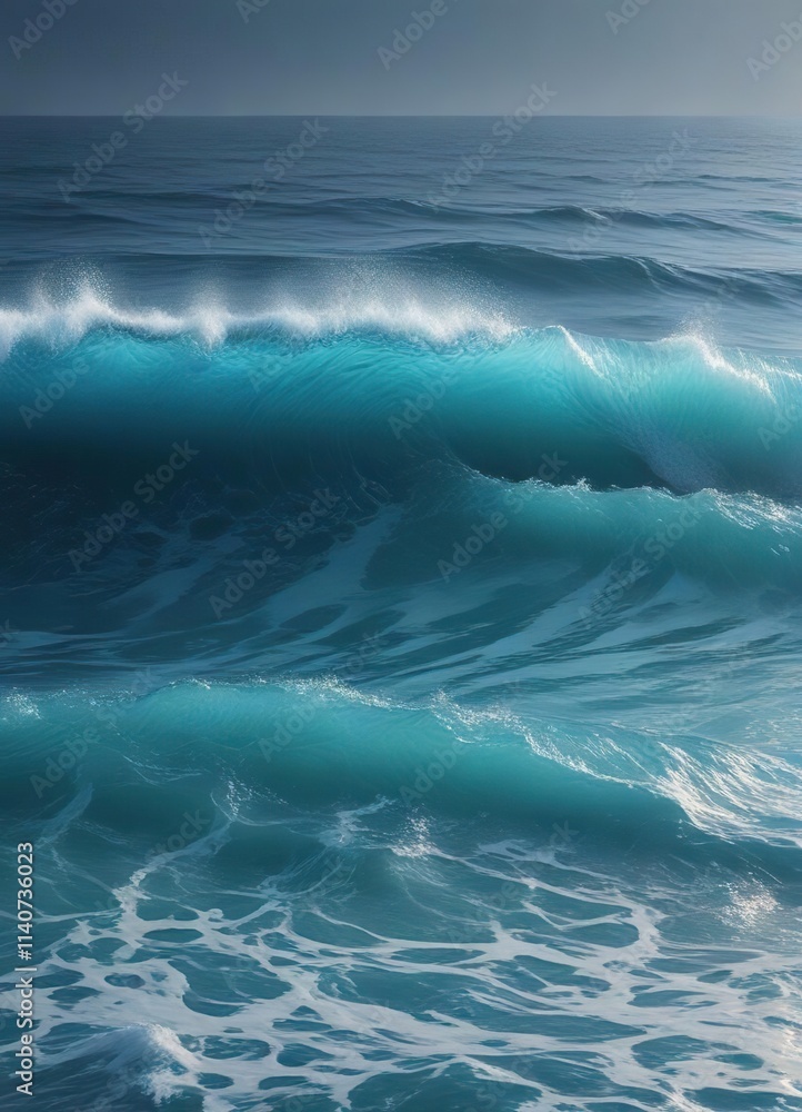 Soft ocean waves texture gradient background with blue hues, calm sea, soothing colors, natural world