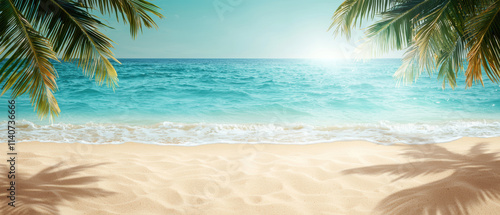 serene tropical beach with clear water, soft sand, and palm trees