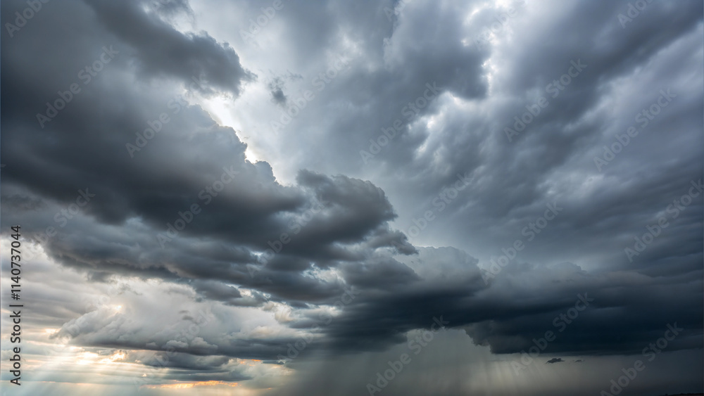 Thunderstorm Clouds Rolling Across the Sky, Ominous and Powerful Thunderstorm Clouds Rolling Across the Sky, Ominous and Powerful