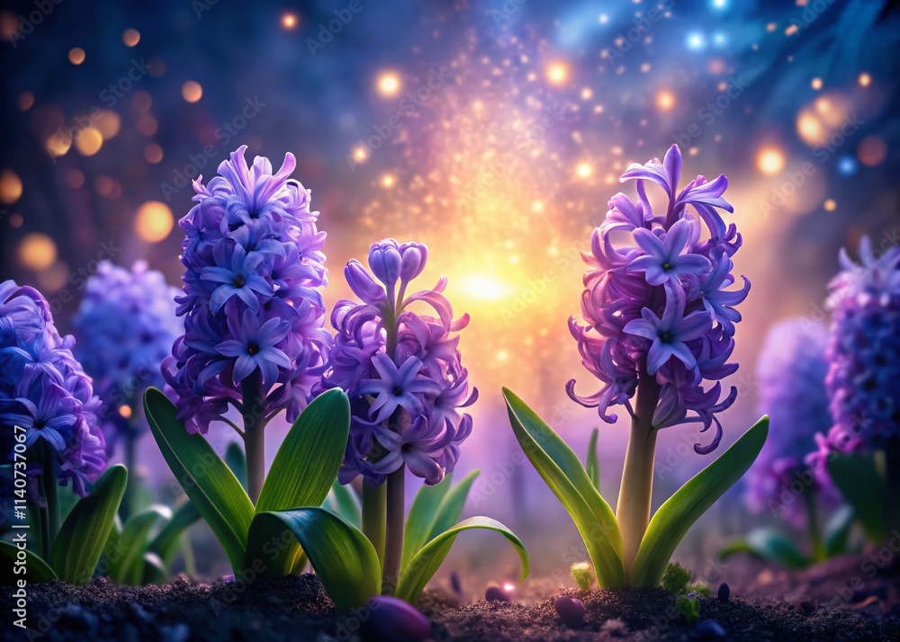 Fototapeta premium Surreal Purple Hyacinth Photography: Dreamlike Floral Fantasy, Mystical Bloom, Ethereal Purple Flowers