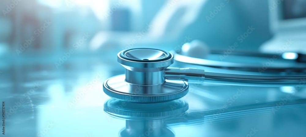 Stethoscope on a Blue Surface Stethoscope on a Blue Surface