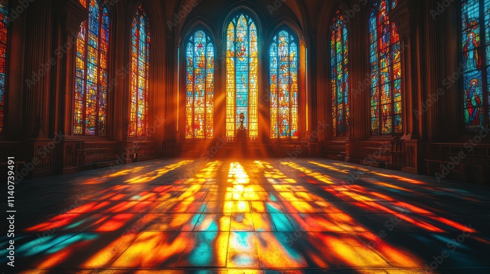Obraz premium Stained Glass Cathedral Interior