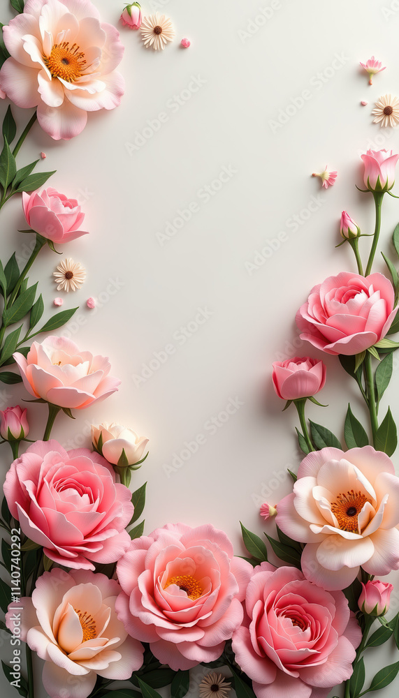 Sophisticated peony display on a soft white background, ideal for elegant messages and banners. Sophisticated peony display on a soft white background, ideal for elegant messages and banners.